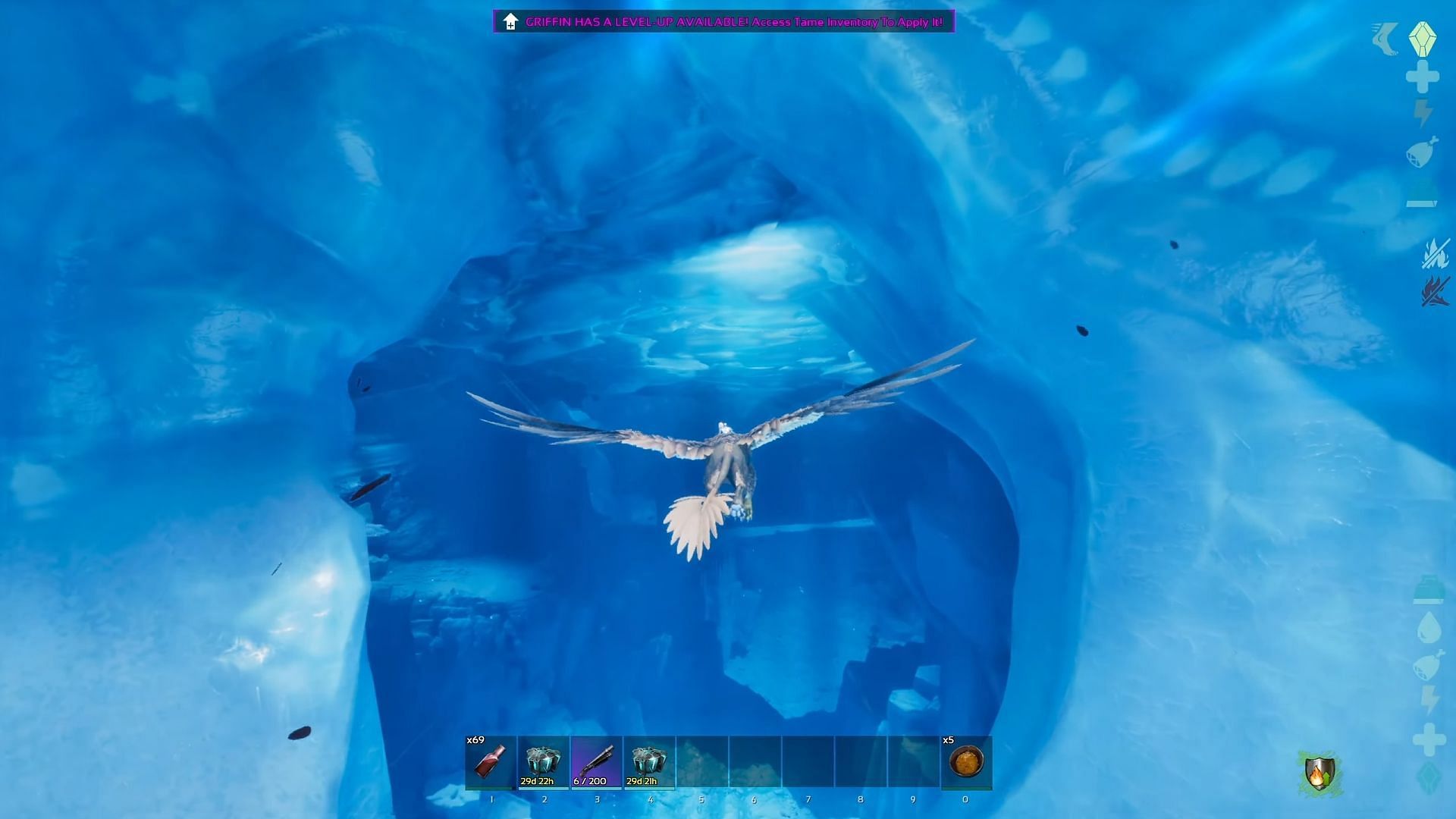 Use a flying Mount in ARK Ragnarok Ascended to enter the cave (Image via Studio Wildcard || YouTube/Jonna-X)